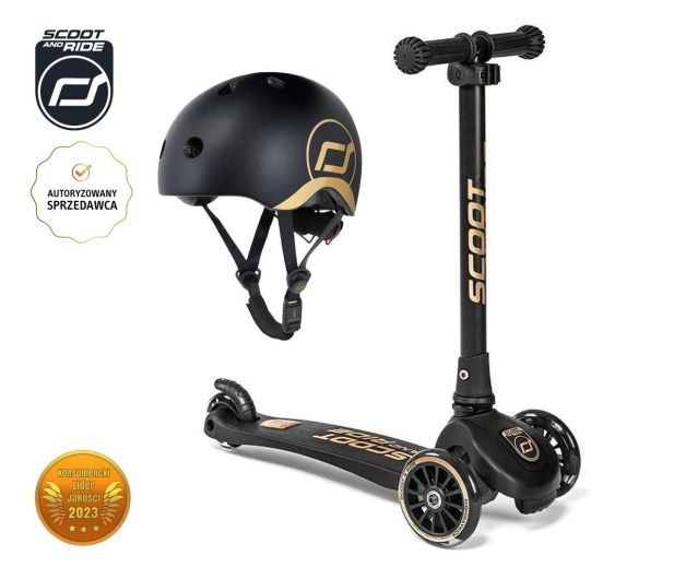 Scoot & Ride Highwaykick 3 LED Hulajnoga Balansowa + Kask S-M Gold - 1034920 - zdjęcie 2